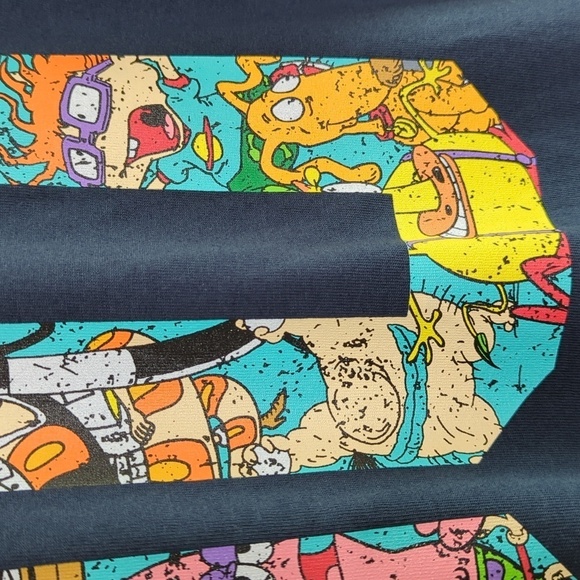 NWT Nickelodeon Nick 90's Cartoon Characters Short Sleeve T-Shirt Navy Size L - Picture 7 of 11